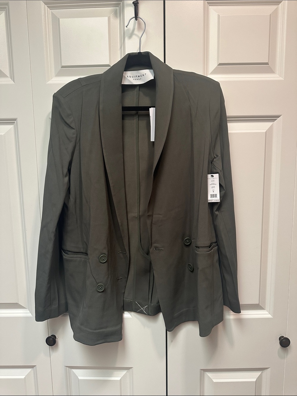 Equipment Olive Green Double-Breasted Blazer